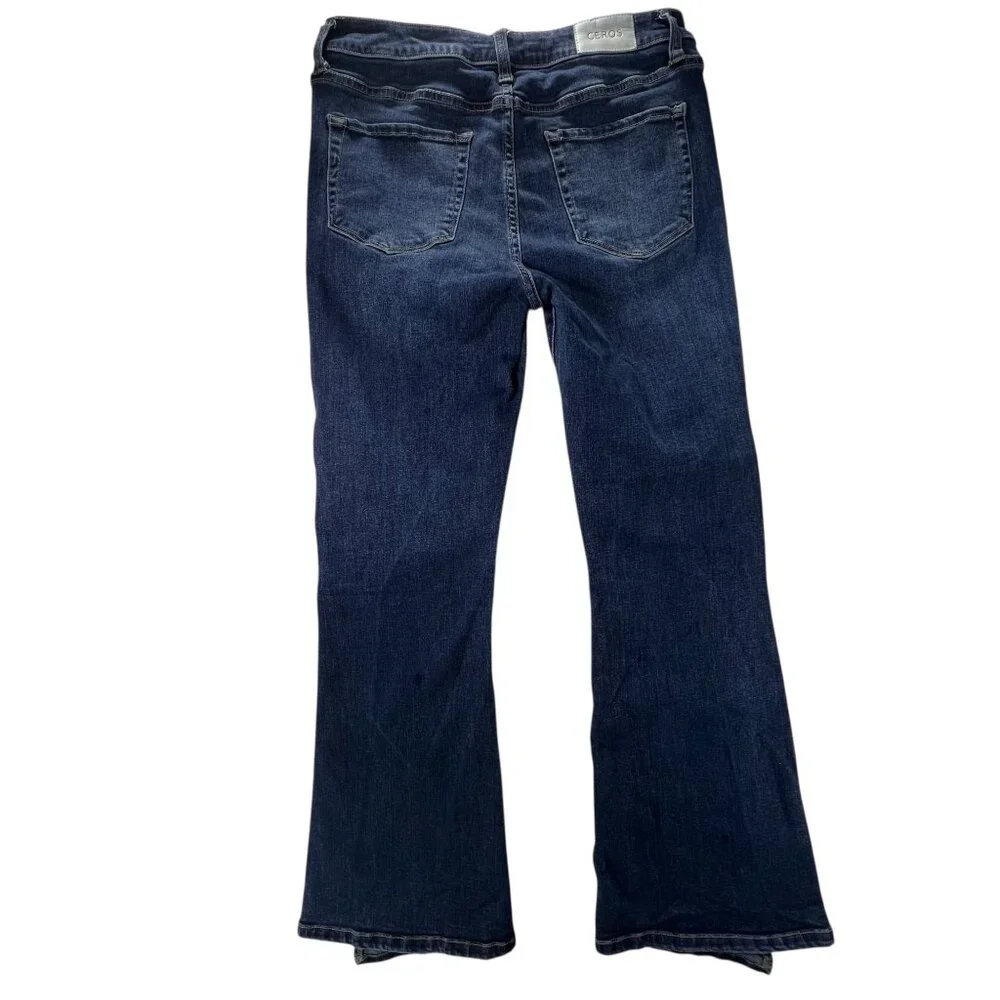 Ceros Denim Flared Studded Jeans Silver Side Rivets Womens 9/29 Retro Sylish - Picture 8 of 15